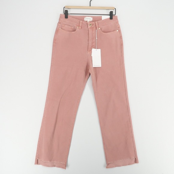 7Diamonds Generation Crop Pants Womens 29 Pink‎ Hi-Rise Raw Fray Hem Stretch - Picture 1 of 12